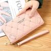 Fashion PU Leather Long Wallet Zipper Large Capacity Coin Purse Embroidery Wristlet Handbag Women
