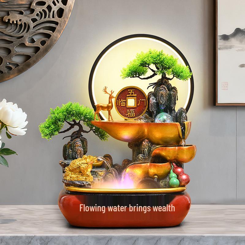 Feng Shui Wealth-Attracting Desktop Fountain with Treasure Bowl - Ideal for Home, Office, Shop Decoration.