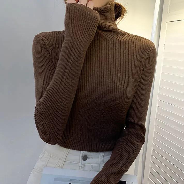 5XL Basic Turtleneck Dam Tröjor Höst Vinter Toppar Slim Dam Pullover Stickad Tröja Jumper Mjuk Varm Pull Pullover