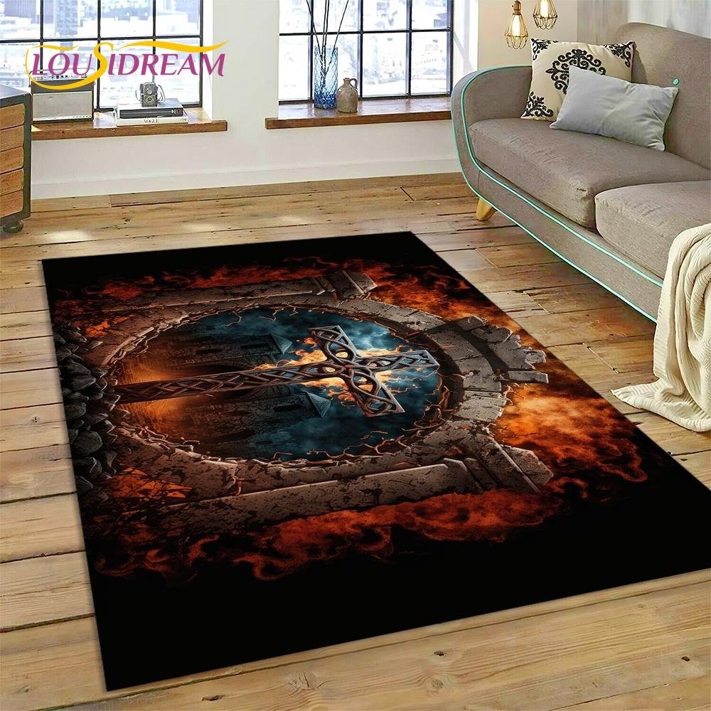 New 3D Pray Holy Bible Cross Jesus Carpet for Living Room Bedroom Home Decor,Floor Mat Non-slip Decoration for Sofa Doormat Gift