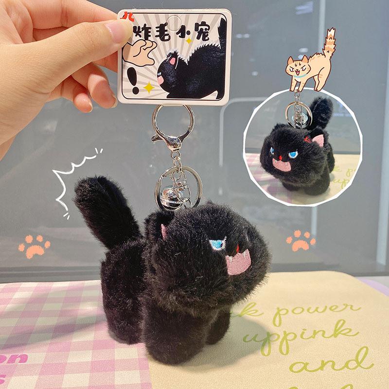Angry Jinnew Creative Toothed Cat With Magnetic Attraction Keychain Bag Earphone