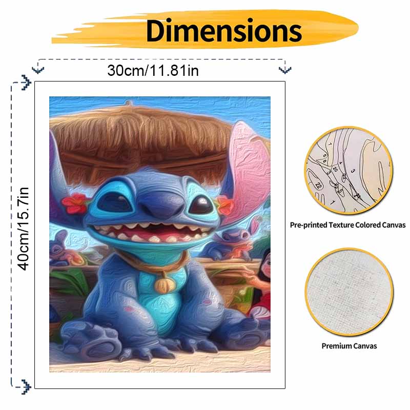 Disney Oil Painting Painting Art Stitch Lilo Tropical Beach Handmade Diy Painting Home Decoration Gift