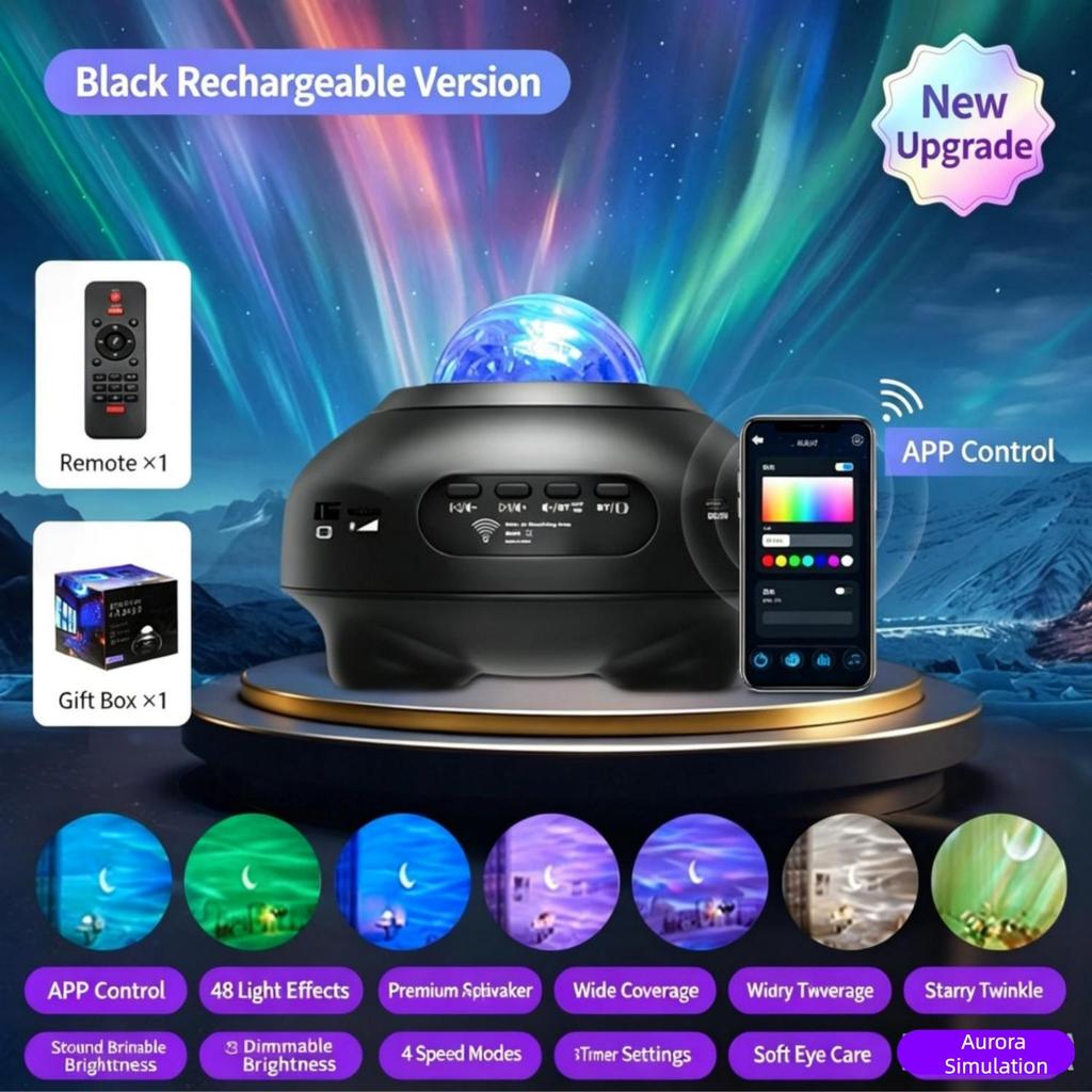 Star Northern Projector Light with Bluetooth Speaker, Remote Control, Galaxy Atmosphere Lamp
