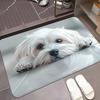 1pc 2D Fl White Puppy Lying Down Cute Flannel Door Mat Non Slip Pet Lover Rug For Entryway Bedroom Floor Decor