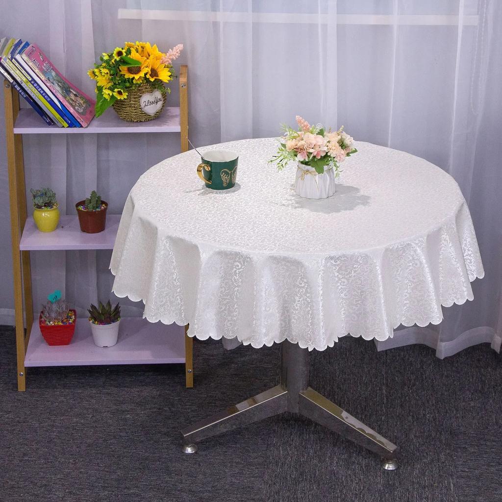 European Style Home Hotel Round Table Cloth Round Tea Table Thickened PVC Blend Waterproof Oil Resistant Washable Table Cloth