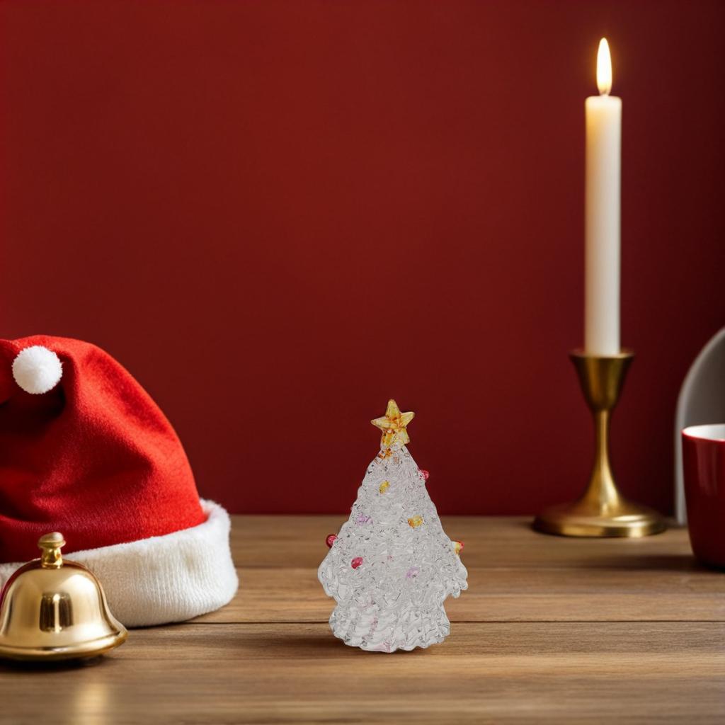 Mini Crystal Christmas Tree Clear 3 Inch Star Topper Xmas Desktop Paperweight Table Centerpiece Holiday Party Decor