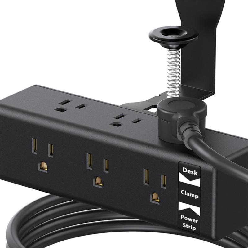Clamp Mounted Power Strips 13AC Outlets 4 USB Port 20WPD Fast Charging Safety Protections 2M Cord ABS Materials Build