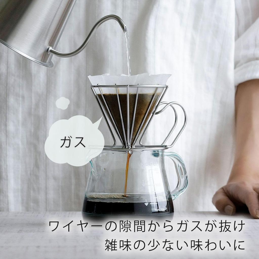 KOGU Coffee Made In Dishwasher Compatible with Conical and Trapezoidal Easy Gas Visible Stainless Drip Perfect Gift for and Shimomura Dripper,