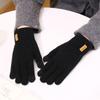 Five Finger Full Finger Mittens Warm Cycling Driving Gloves Elegant Plush Knitting Gloves  Autumn