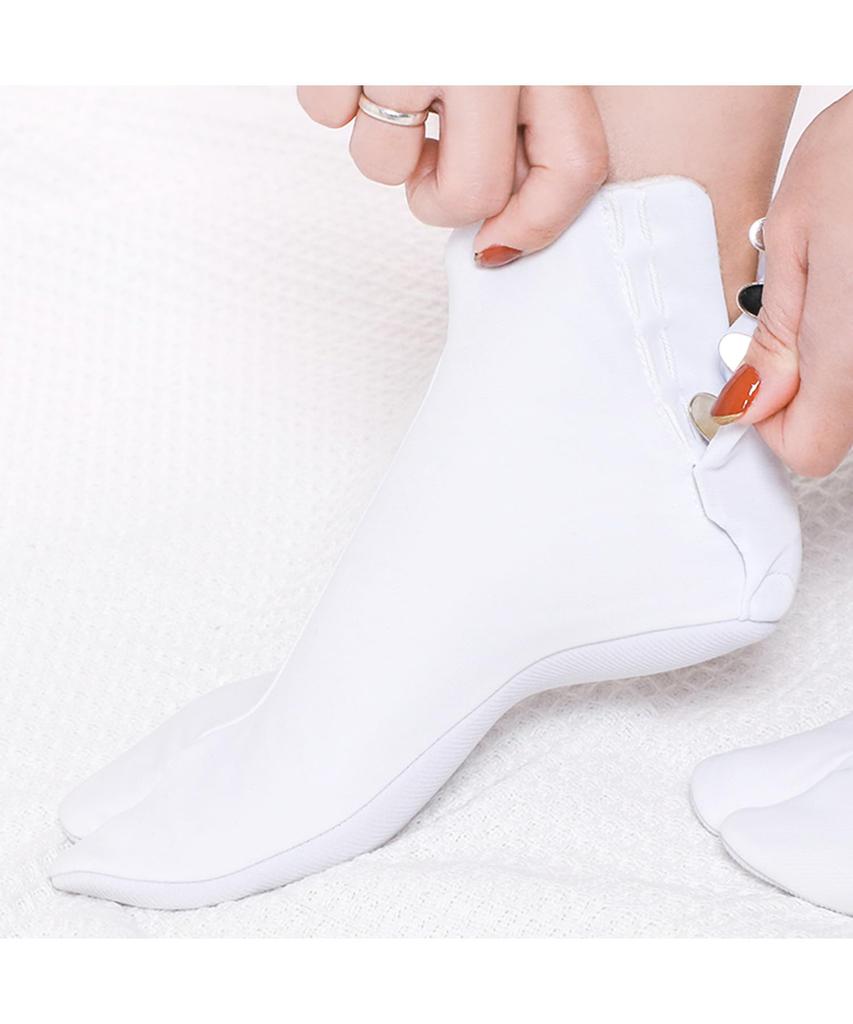 [KYOETSU] Women's Warm Fleece White Tabi Socks with Fasteners, Sizes 21.5cm-28.0cm (2L)