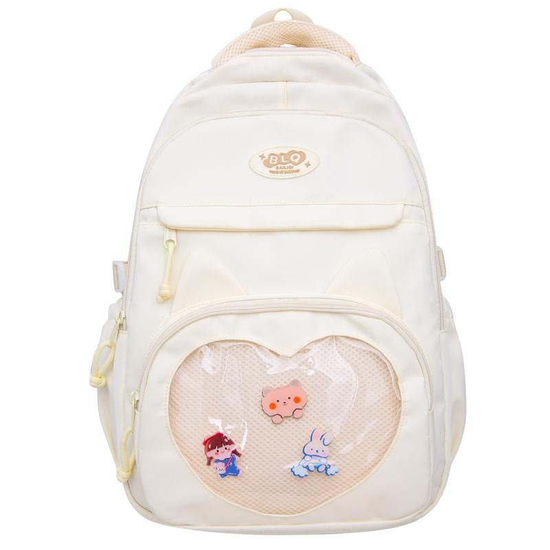 Solid Color Middle School Student Schoolbag Girls Cute Large Capacity Backpack Women Travel Backpack