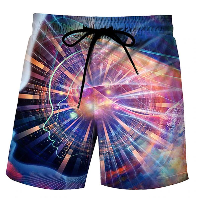 Classic Vertigo Pattern 3D Print Beach Short Pants Mens Rainbow Shorts Swim Trunks Kid Summer Board Shorts Funny  Mens Clothing
