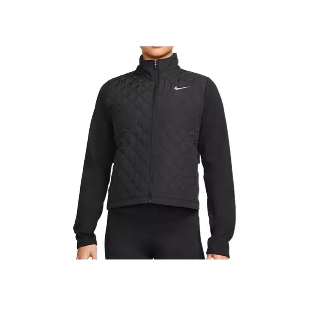 Nike Einfarbige Logo-Reißverschluss-Warme Baumwollweste Damenweste Schwarz DM1543-010