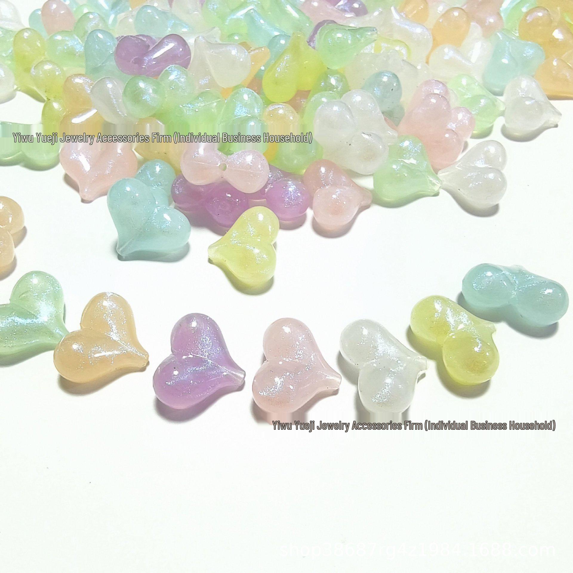 Mermaid Princess Iridescent Peach Heart DIY Phone Chain Beads