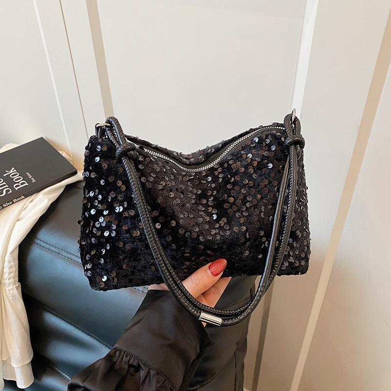 Sequin Shoulder Bag New Texture Casual Personality Simple Messenger Large Capacity Baguette Women's Bag