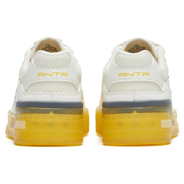 Anta Life Series Flame 4.0 Slip Resistant Durable Low Top Skate Shoes Women Skate Shoes White Yellow 122328081-7