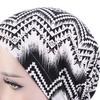 Klassisches bedrucktes faltbares Kopftuch Mütze Baumwollmischung Rüschenrand Dehnbar Schlafbeanie Haar Accessoires
