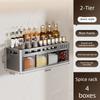 No-Drill Kitchen Multifunctional Seasoning Storage Organizer Wall Mounted Carbon Steel Hanging Rack Pull-Out Spice Jar Holder