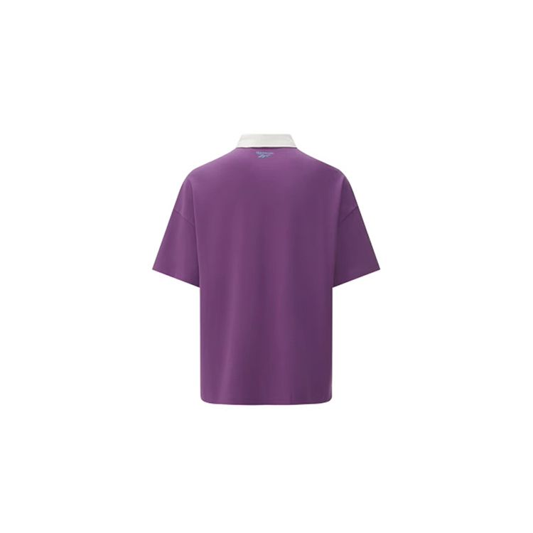 Reebok Color Block Polo Knit Short Sleeve Shirt Unisex Tops Purple 24SRC407UGP2