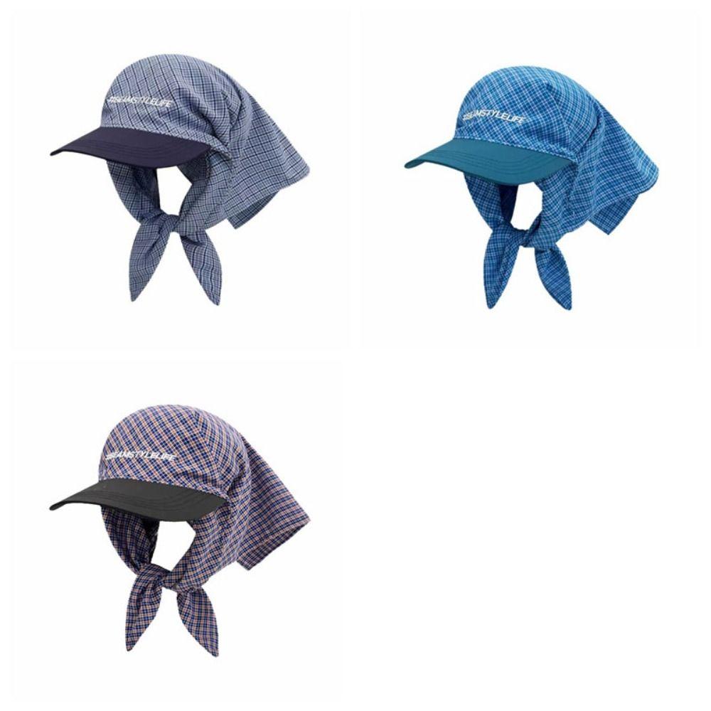 Fashion Korean Style Headscarf Baseball Hat Plaid Y2k Strappy Scarf Hat Spicy Girls Retro Scarf Baseball Cap Street