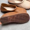 Johnature Chaussures plates vintage faites à la main en cuir véritable, chaussures confortables à semelle souple, couleur unie, à enfiler