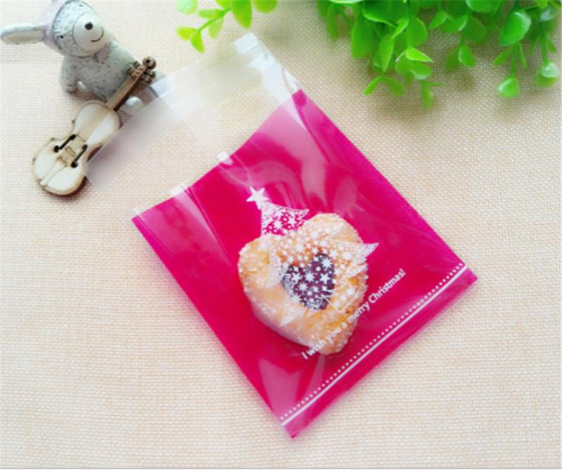 100 шт. 10x10 см Рождественская серия Пакеты для печенья, бисквитов, конфет, снеков, пластиковые, самоклеящиеся, рождественская вечеринка, подарки 10x10cm