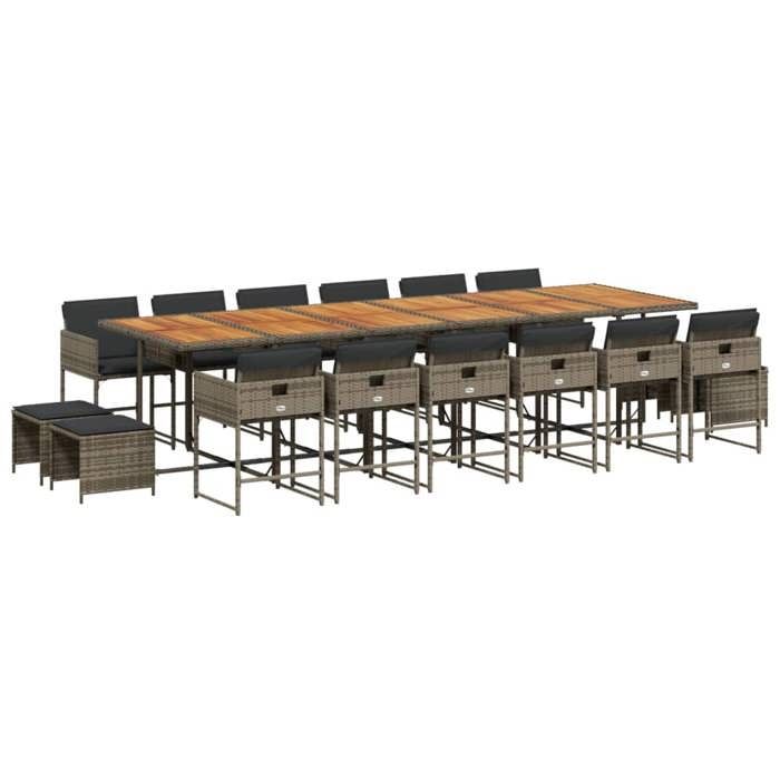 VidaXL 17-piece Garden Dining Set and Cushions Braided Resin 3278137