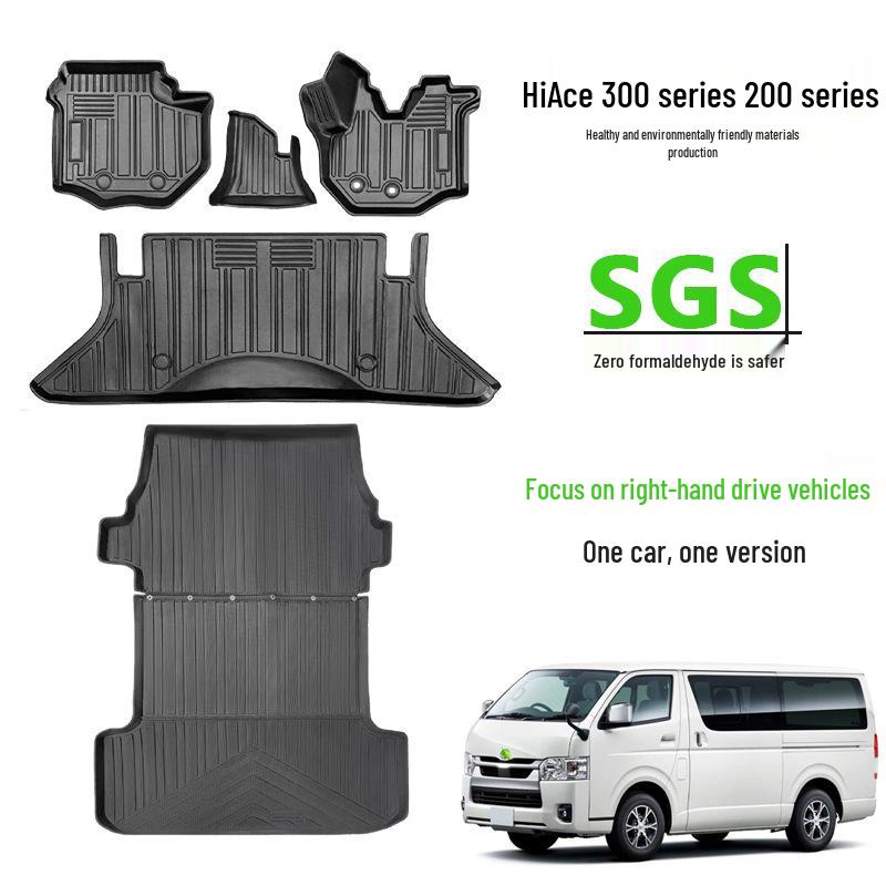 Waterproof & Odorless Floor Mats for Right-Hand Drive Toyota Hiace 200/300 Series, HK Version.