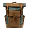 Luxury Backpack Men Oil Wax Canvas With Cowhide Leather Laptop Bag High Quality Trendy Travel Bagpack Waterproof Retro Daypacks