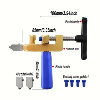 -in-1 Tile & Glass Cutter – Diamond Wheel, Ergo Grip, Safety Lock, 2 Spare Blades