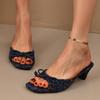 Mode Damsommar Tofflor med fjärilsknut Gatustil Fyrkantig tå Tjock klack Klänningsskor Utomhus Damtofflor