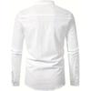 Men's Linen Long Sleeve T-shirt Loose Undershirt Solid Color Long Sleeve Cotton Linen Shirt Men