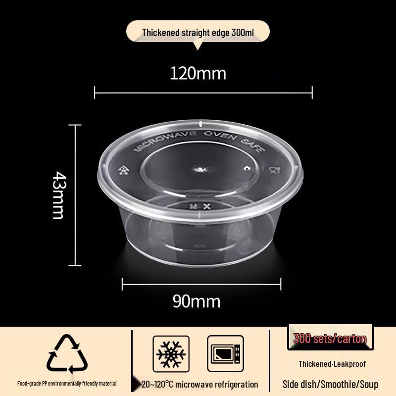 

Disposable PP Plastic Round Takeout Containers with Lids