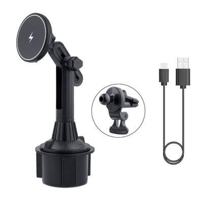 For Magsafe Car Mount Charger,Cup Holder Phone Mount for Car 15W Magnetic Wireless Car Charger for IOS Phone 12/13/14