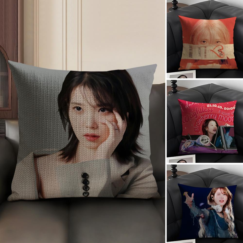 Singer L-Lee Ji Eun Iu Fun Beautiful Pillow Case Pattern Printed Pillowcase For Living Room Sofa Cushion Cover & Bedroom Decor