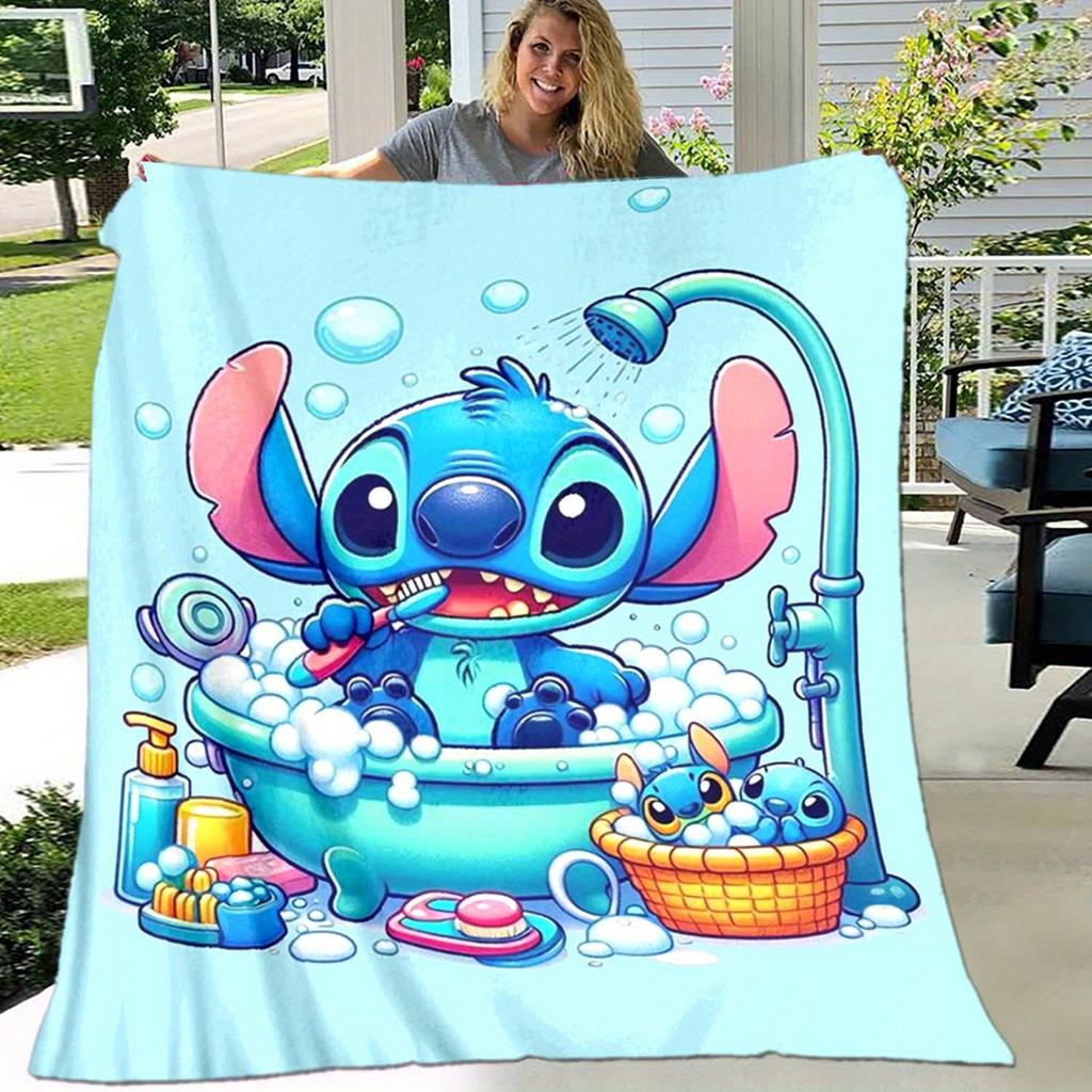 1pc Stitch Printing Blanket - Soft, All-Season Throw for Living Room, Bedroom,Personalized Gift with Adorable Cartoon Design