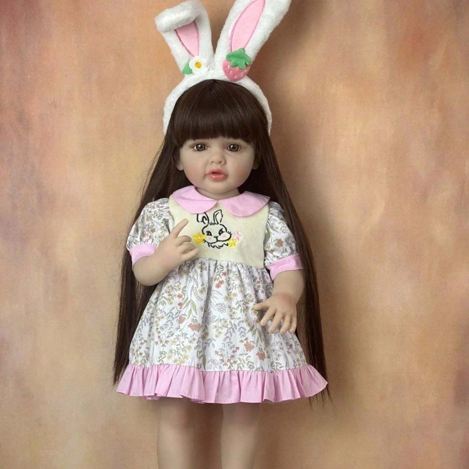 

BZDOLL 55 CM 22inch Full Vinyl Soft Reborn Baby Girl Doll Toy Lifelike Princess Toddler Art Baby Birthday Gifts for Children vinyl body doll