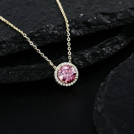 S925 Sterling Silver Moissanite Pendant: 2 Carat Diamond Clavicle Chain - Trendy Luxury Round Bag Design for Women