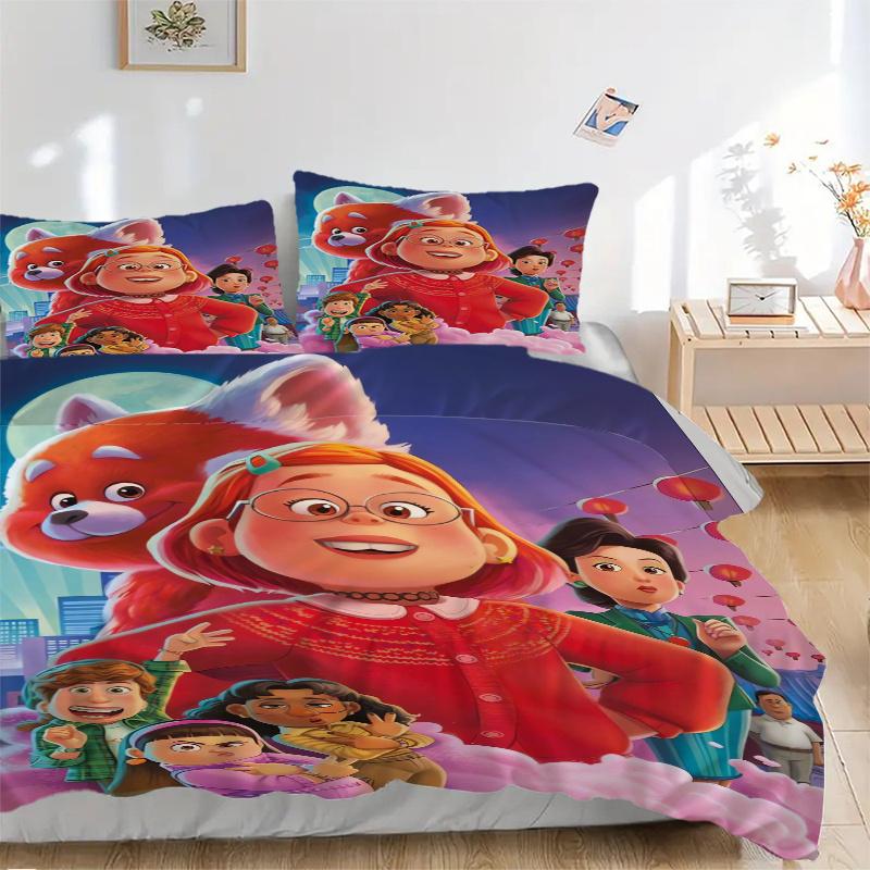

3pcs Festive Red Panda Printed Quilt Set, Includes 1 Quilt Cover and 2 Pillowcases, Machine Washable, Suitable for All Seasons.Q046 135x200cm