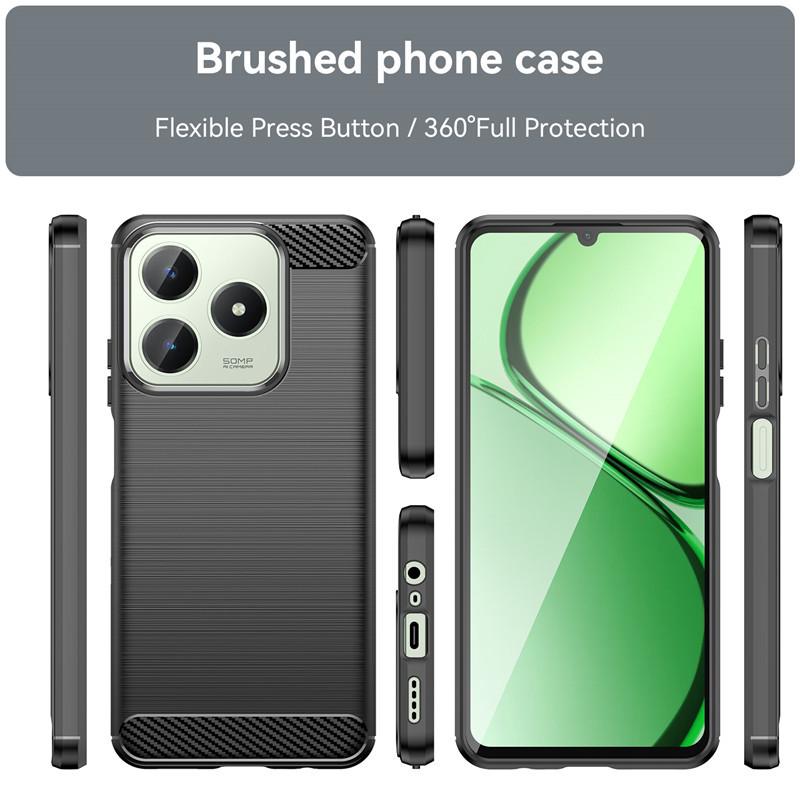 For Realme C61 Case For Realme C61 Cover 6.78 Carbon Fiber Shockproof Silicone Protective Bumper For Realme C61 Coque Fundas