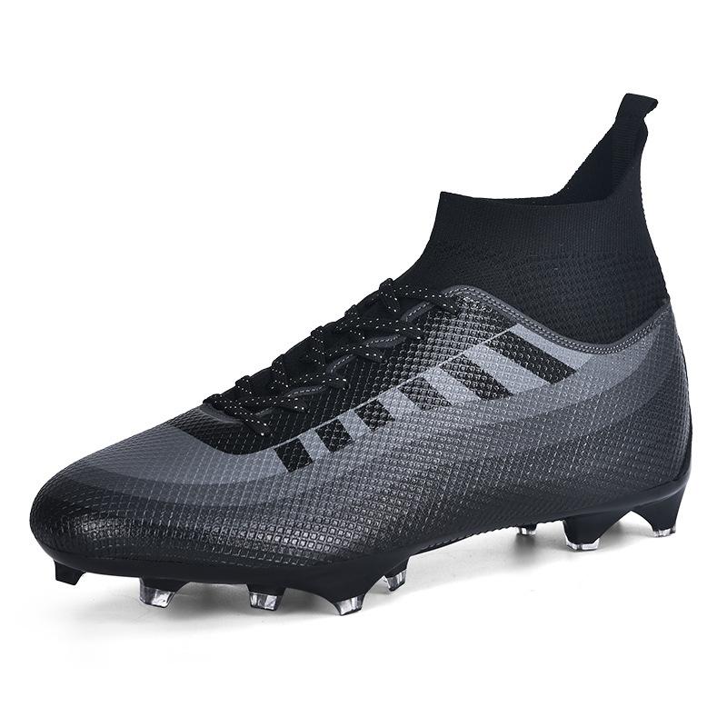 2502 Football Shoes Mid High Top Fly Knit Socks Mesh Fabric Long Nail HG Sole FG Broken Flat Bottom TF Sports 39