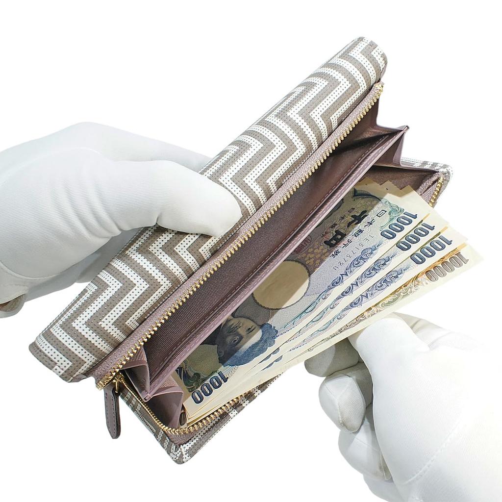 [Inden-ya] Chevron Long Wallet with Purse FT 7606 CHEVRON