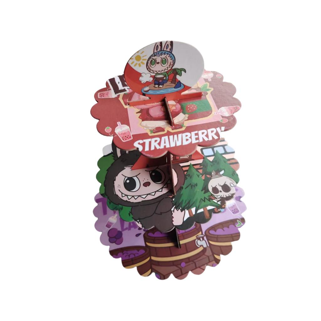 Labubu Birthday Theme Party Arrangement Background Balloon Dinner Plate Tissue Paper Cup Flag