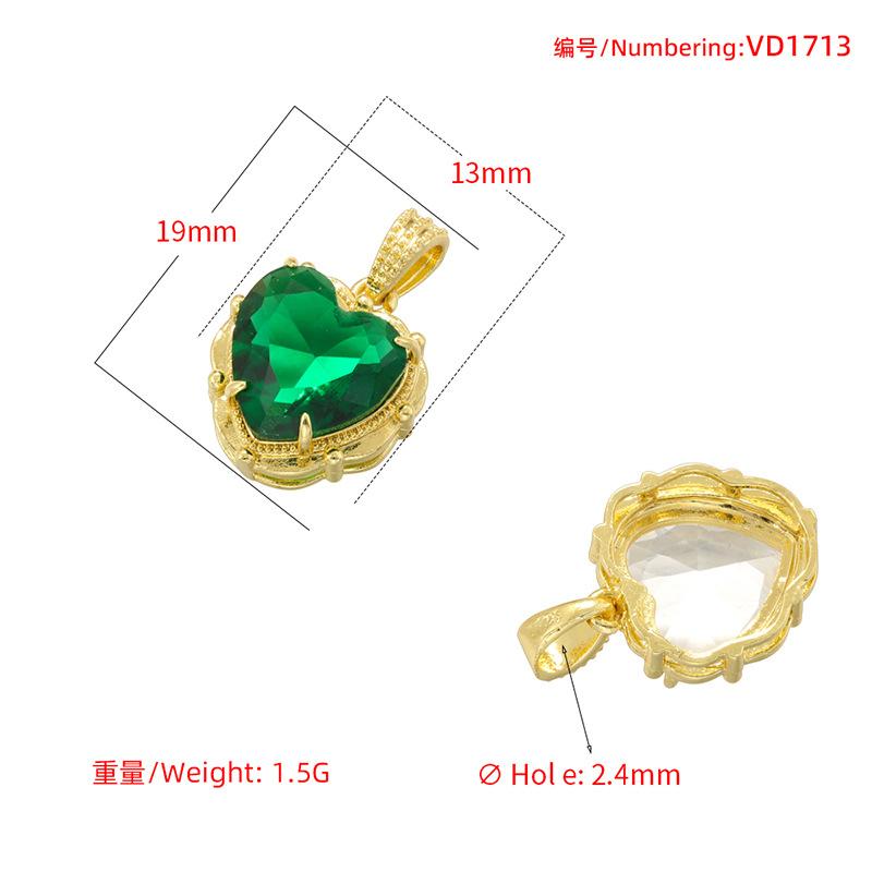 Πολυτελές Κρεμαστό Καρδιά από Χαλκό Ένθετο με Χρωματιστές Πέτρες, Υψηλής Ποιότητας Κρεμαστό Κοσμήματος σε Σχήμα Καρδιάς Ροδάκινου Vd1713