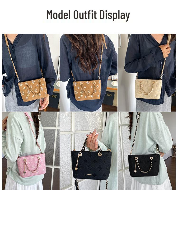 Women's Stylish Embossed Crossbody Bag: Trendy, Versatile, Large Capacity Shoulder & Commuting Bucket Bag