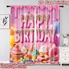 2D Flat Printing 2pcs Curtain Curtain Birthday Sweet Treats Digital Printed Polyester Drapes Family Party Use for Art Party for