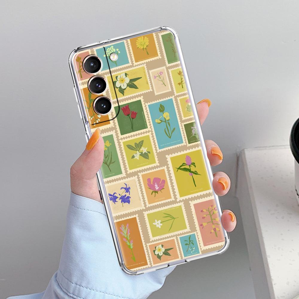 Phone Case For Samsung Galaxy S26 S25 S24 S23 S22 Ultra S20 S21 FE 5G Plus Soft Clear Cover Vintage Stamp Puzzle