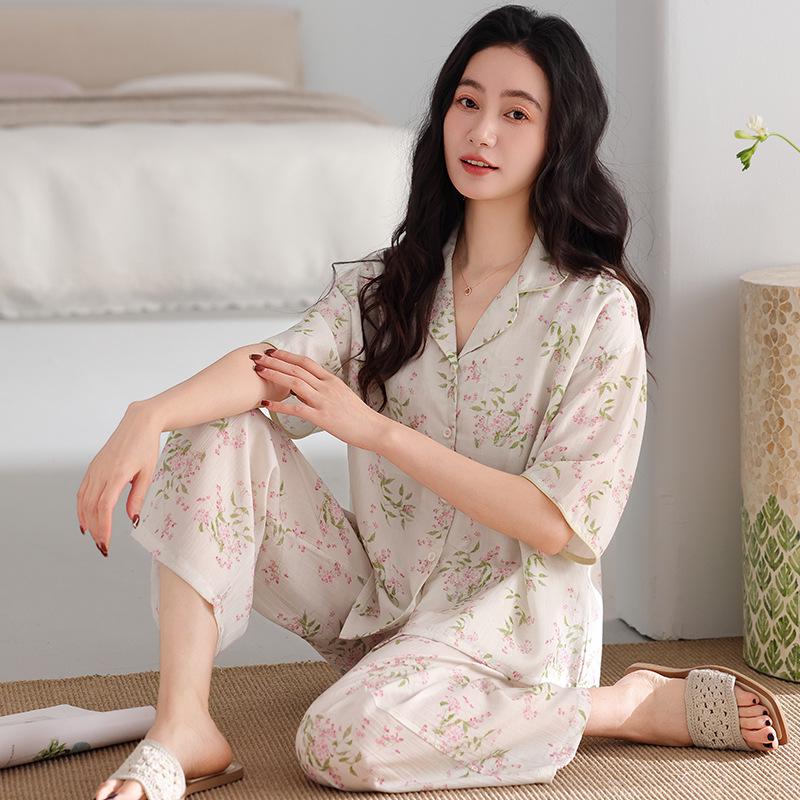 

Women s Comfortable Lyocell Pajama Cardigan Set - Lightweight, Sweet Print, Ideal for Summer Home Wear XL (Recommended: 120-140 lbs)