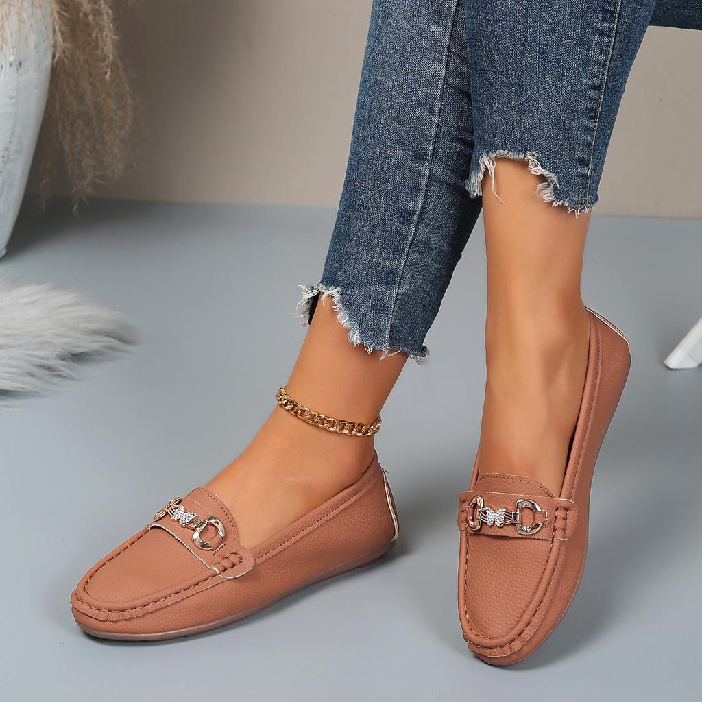 Fashion Women's Casual Coat Metal Chain Decorative Flat Shoes 2025 Spring and Autumn New Fashion Comfortable Low-cut Shoes Zapatos Mujer