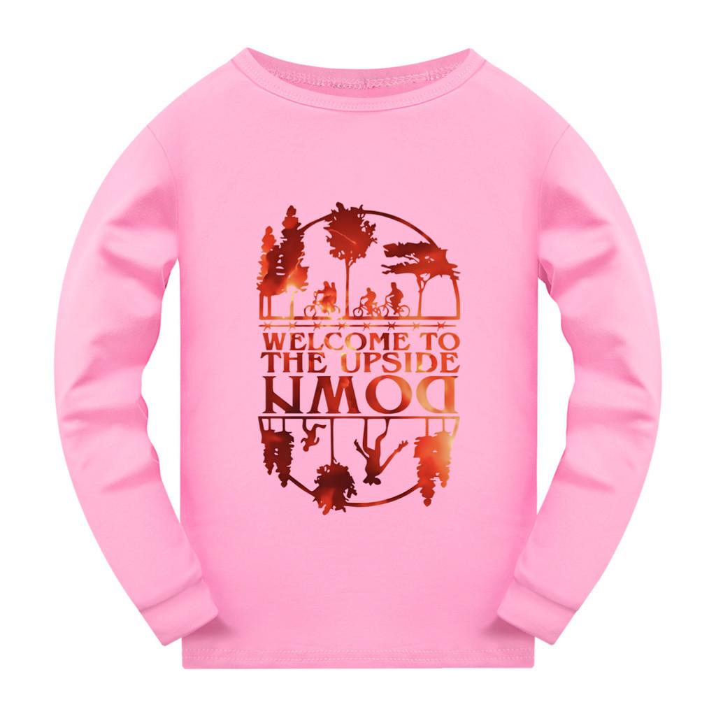 5278 Boys Girls Stranger Print Long Sleeves T-Shirt